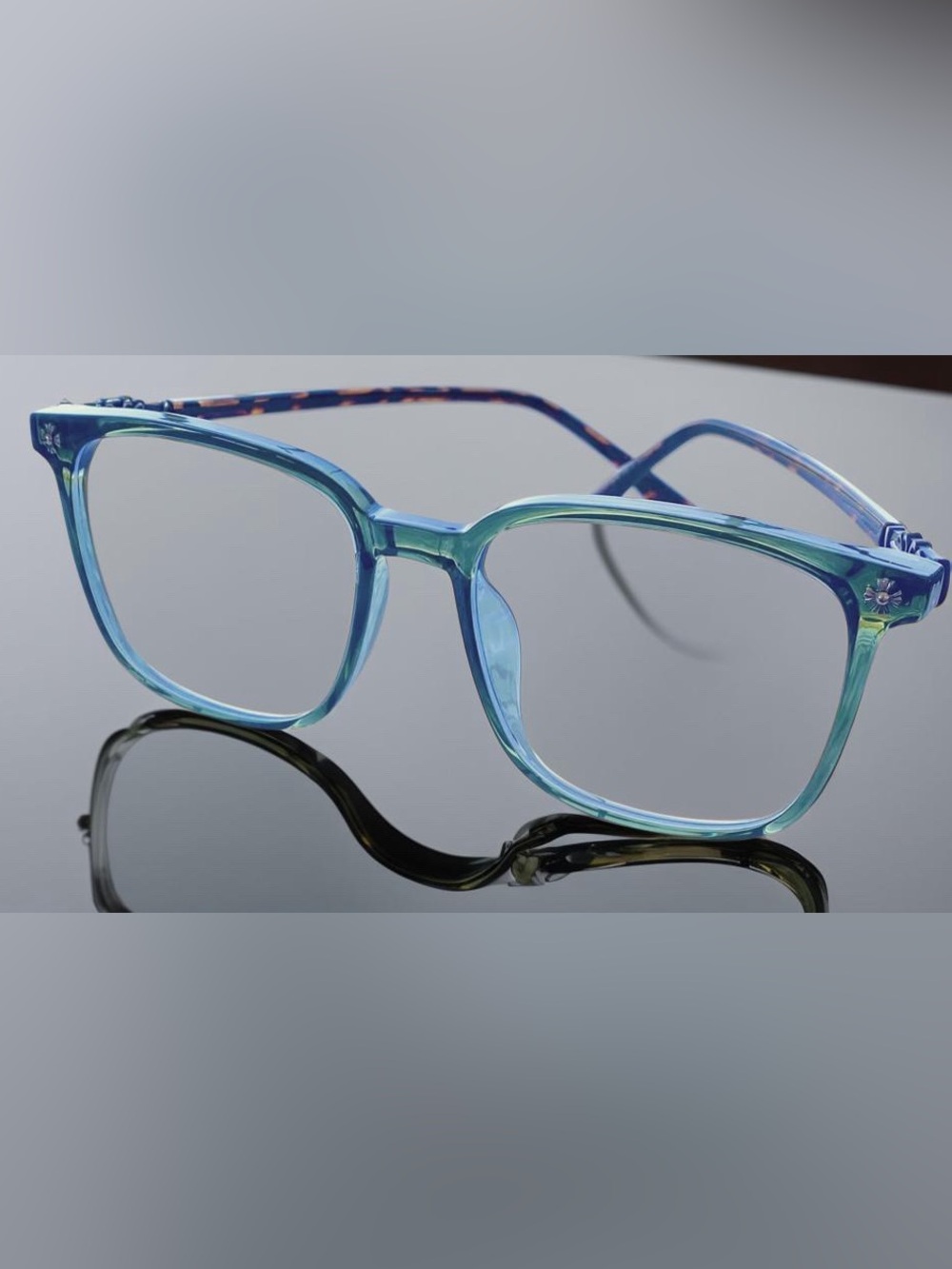Green and Tortoise Blue Blocker Glasses - Picture 6 of 7